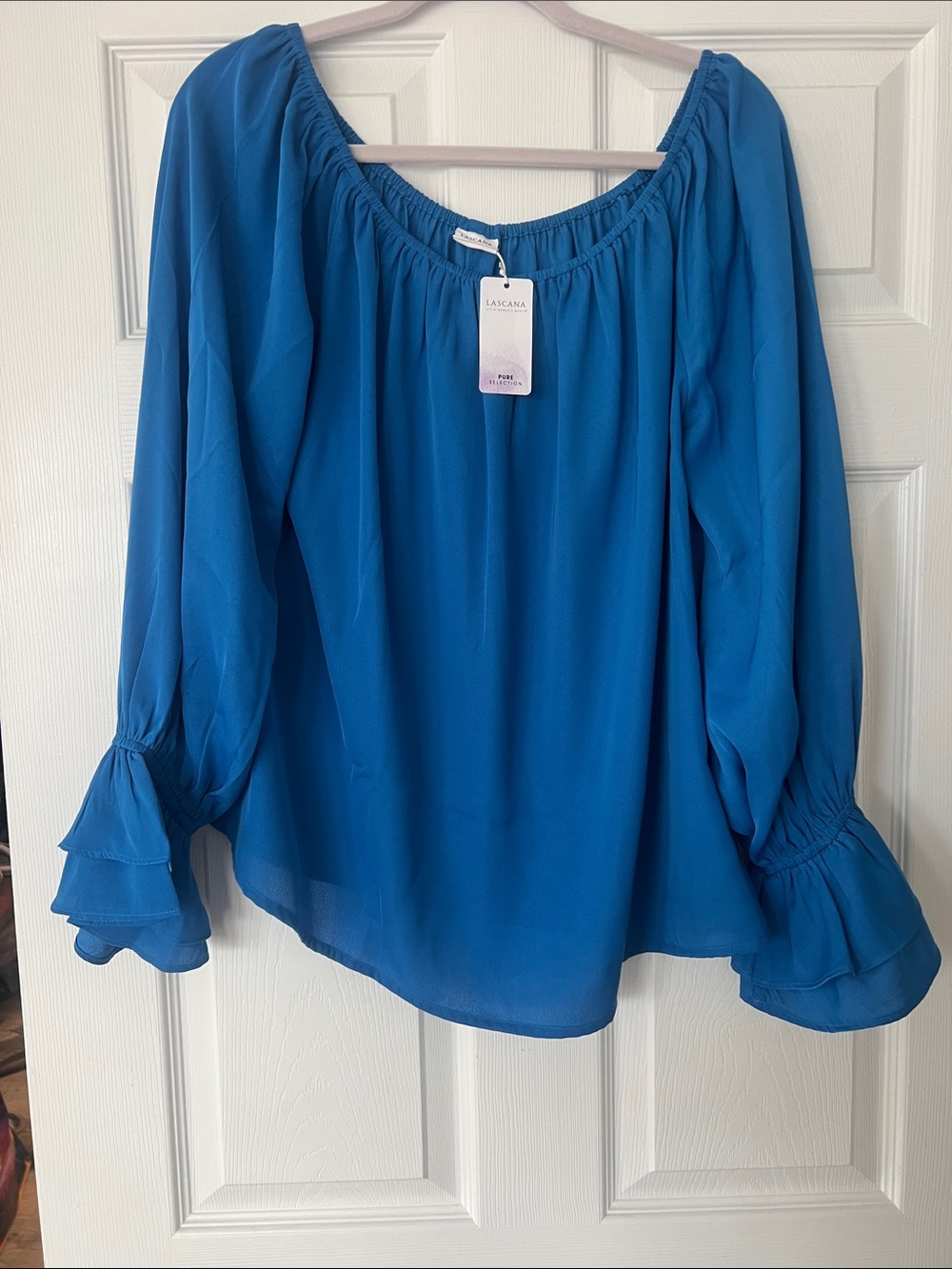 LASCANA Cobalt Blue Off-Shoulder Ruffle Sleeve Blouse